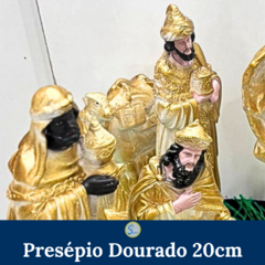 Presépio de Natal Dourado em Gesso 20cm - Silvana Mantos
