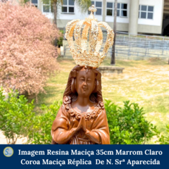 Imagem de Nossa Senhora Aparecida de Resina maciça 35cm Marrom Claro com Coroa Réplica de Nossa Senhora Aparecida na internet
