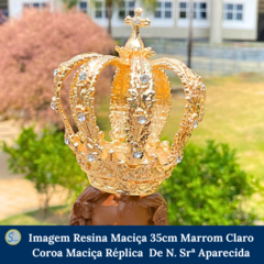 Imagem de Nossa Senhora Aparecida de Resina maciça 35cm Marrom Claro com Coroa Réplica de Nossa Senhora Aparecida - comprar online