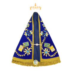 Manto Nossa Senhora Aparecida 35 cm - Modelo Luxo Azul Royal