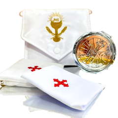 Kit Bolsa Viático JHS com Sanguíneo e Corporal +Teca Porta Hóstia JHS Prata - comprar online