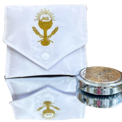Kit Bolsa Viático JHS com Sanguíneo e Corporal +Teca Porta Hóstia JHS Prata na internet
