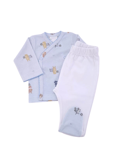 Conjunto con batita futbol celeste