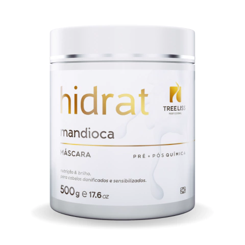 Máscara de hidratação profissional 500g ativos da mandioca nutrição profunda para todos os tipos de cabelo treeliss