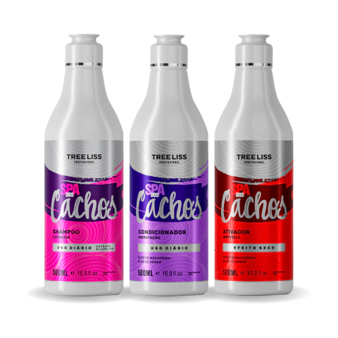 kit profissional para cabelos cachados de todas as curvaturas com shampoo condicionador e antifrizz ativador de cachos treeliss spa dos cachos