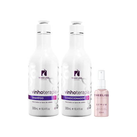 Kit hidratante shampoo, condicionador e sérum Vinhoterapia