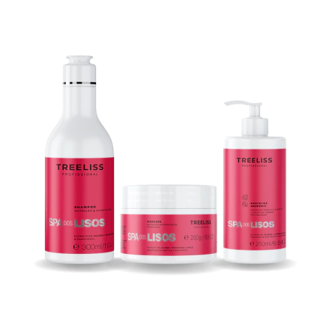 kit completo para cabelos lisos ou alisados para controle de fios com máscara e protetor térmico para finalização com chapinha ou escova