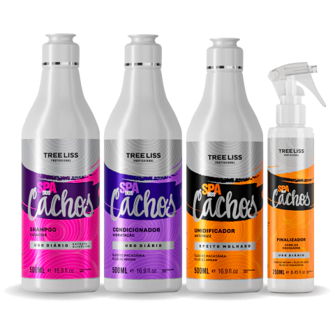 kit para cabelos cacheados tratamento de salão em casa para todas os tipos de cabelos e curvaturas com finalizador e umidificador para efeito molhado em penteados shampoo condicionador 