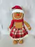 Boneco Gingerbread Menina em Pé Vermelho e Bege 34cm