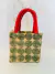 Bolsa com Alça Geometrico Cru Verde e Vermelho 25cm