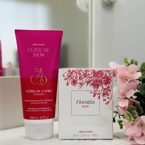 Kit Floratta Rose e Creme Corporal Cereja Livre