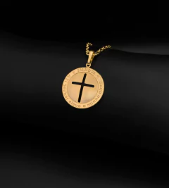 PINGENTE MINI MEDALHA CRUZ - Banhado a Ouro 18k