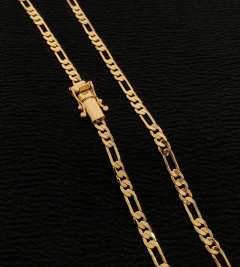 CORRENTE FIO 3 POR 1 4mm FECHO TRAVA DUPLA - Banhada a Ouro 18k