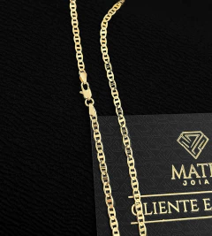 CORRENTE PIASTRINI (3mm) FECHO TRADICIONAL - Banhada a Ouro 18k