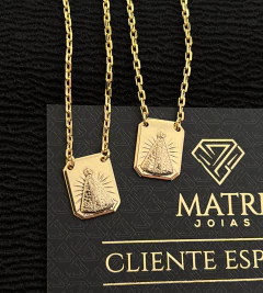 ESCAPULÁRIO ELO CADEADO NOSSA SENHORA (1.5x1.2cm) - 70cm - Banhado a Ouro 18k