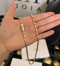 CORRENTE ELO VAZADO (3mm) FECHO TRAVA DUPLA - Banhada a Ouro 18K