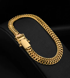 PULSEIRA GRUMET UNION (6mm) FECHO TRAVA DUPLA - Banhada a Ouro 18k