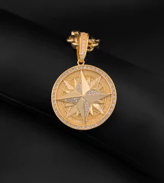 PINGENTE ROSA DOS VENTOS PEQUENO - Banhado a Ouro 18k