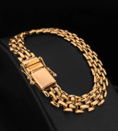 PULSEIRA FIO RELÓGIO (10mm) FECHO TRAVA DUPLA - Banhada a Ouro 18k