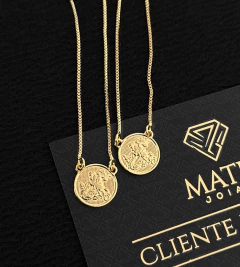 ESCAPULÁRIO MEDALHA SÃO JORGE DETALHADO - 70cm - Banhado a Ouro 18k