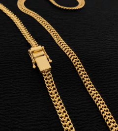 CORRENTE GRUMET LACRAIA 6mm FECHO TRAVA DUPLA - Banhada a Ouro 18k