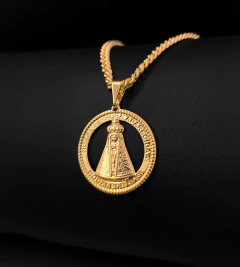 PINGENTE MEDALHA NOSSA SENHORA VAZADO (2x2cm) - Banhado a Ouro 18k