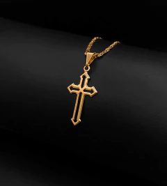 PINGENTE CRUZ VAZADA N2 -3x1,5cm - Banhado a Ouro 18k