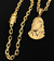 CORRENTE CADEADO (5mm) FECHO TRAVA DUPLA + PINGENTE FACE DE CRISTO 4D - Banhado a Ouro 18k