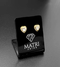BRINCO MINI CORAÇÃO CRAVEJADO EM ZIRCÔNIA (PAR) - Banhado a Ouro 18k