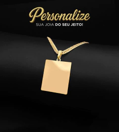 PINGENTE PERSONALIZÁVEL PLACA LISA - 2,5x2,3cm - Banhado a Ouro 18k