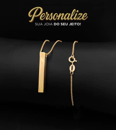 CORRENTE VENEZIANA (1mm) FECHO TRADICIONAL + PINGENTE PERSONALIZÁVEL 3D (3,5x0,5cm) - Banhado a Ouro 18k