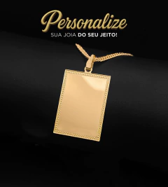 PINGENTE PERSONALIZÁVEL PLACA DETALHADA - 3,5x2,5cm - Banhado a Ouro 18k