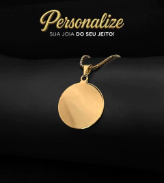 PINGENTE REDONDO PERSONALIZÁVEL - 2,5x2,5cm - Banhado a Ouro 18k
