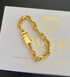PULSEIRA MEIA CORDA (8mm) FECHO TRAVA DUPLA- Banhada a Ouro 18k