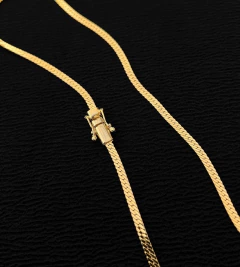 CORRENTE GRUMET FLAT 4mm FECHO TRAVA DUPLA - Banhada a Ouro 18k