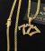 CORRENTE CADEADO DUPLO (5mm) + PINGENTE 777 CRAVEJADO EM ZIRCÔNIAS - Banhado a Ouro 18k