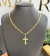CORRENTE GRUMET RÚSTICA (5mm) + PINGENTE CRUZ COM DETALHES EM RELEVO - (4x2cm) - Banhado a Ouro 18k - loja online