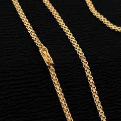 CORRENTE CADEADO DUPLO (3mm) FECHO GAVETA - Banhada a Ouro 18k