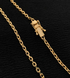 CORRENTE CADEADO 3mm FECHO TRAVA DUPLA - Banhada a Ouro 18k