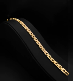PULSEIRA BRACELETE MATRI CRAVEJADA (7mm) - AJUSTÁVEL - Banhada a Ouro 18k
