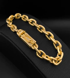 PULSEIRA CADEADO 8mm FECHO GAVETA - Banhada a Ouro 18k