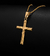 PINGENTE CRUZ ARREDONDADA COM CRISTO PEQUENO - (3x1.5cm) - Banhado a Ouro 18k