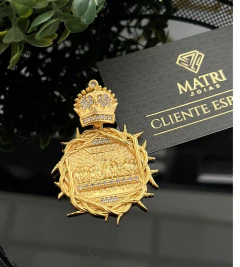 PINGENTE SANTA CEIA EM ZIRCÔNIAS- (6x4,5cm) - Banhado a Ouro 18k