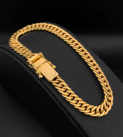 PULSEIRA GRUMET DUPLA 7mm FECHO TRAVA DUPLA - Banhada a Ouro 18k - comprar online