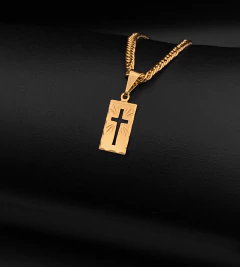 PINGENTE PLAQUINHA CRUZ VAZADA (2.5x1cm) - Banhado a Ouro 18k