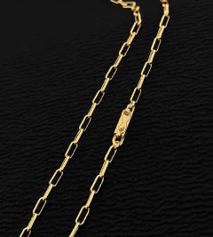 CORRENTE CADEADO LAMINADO (3mm) FECHO GAVETA - Banhada a Ouro 18k