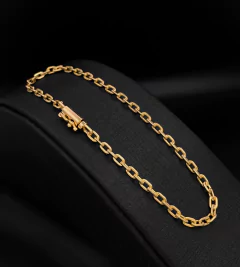 PULSEIRA CADEADO 3mm FECHO CANHÃO - Banhada a Ouro 18k