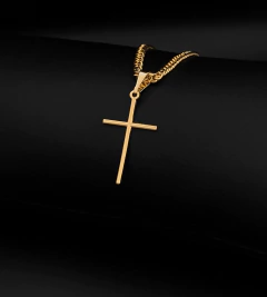 PINGENTE CRUZ TRADICIONAL - 3x1,5cm - Banhado a Ouro 18k