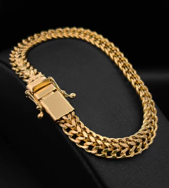 PULSEIRA GRUMET LACRAIA (9mm) FECHO TRAVA DUPLA - Banhada a Ouro 18k