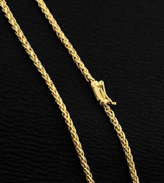 CORRENTE CORDÃO PALMEIRA 3mm FECHO CANHÃO - Banhado a Ouro 18k